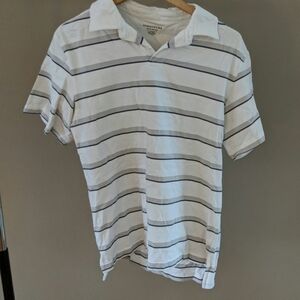 White striped structure polo shirt